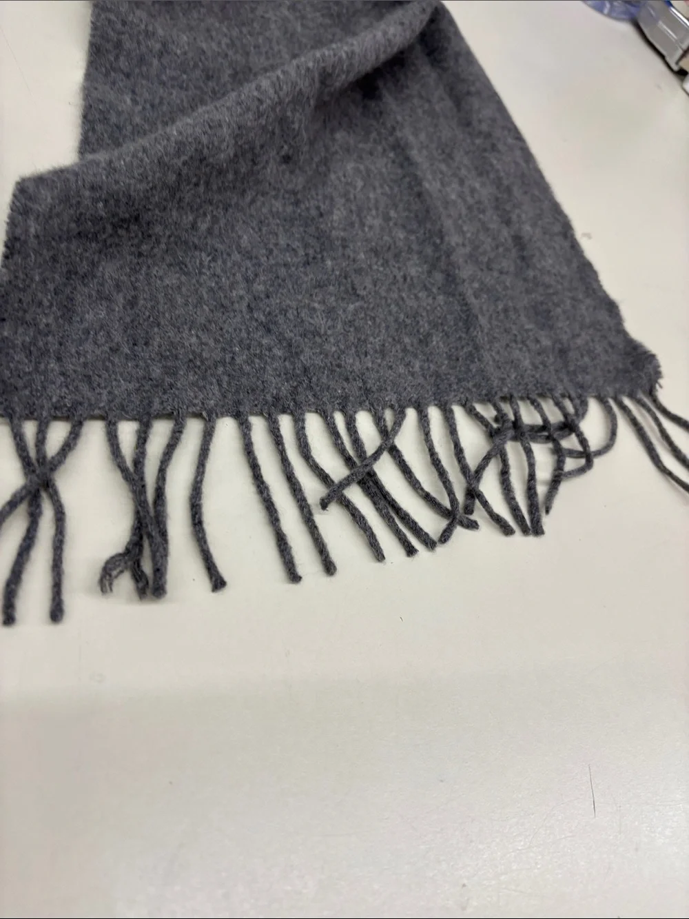 Summit Hill Soft Grey Cashmere-Blend Scarf with Subtle Fringe